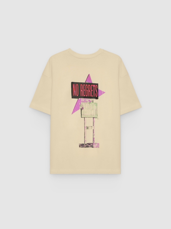 Minimal text t-shirt off white back view