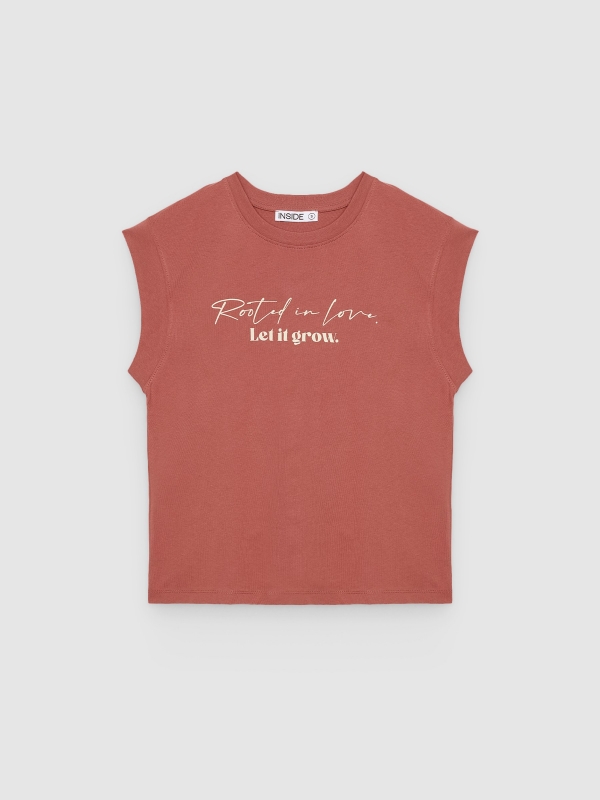 %Pto% Camiseta oversize estampada de algodón marrón claro vista frontal