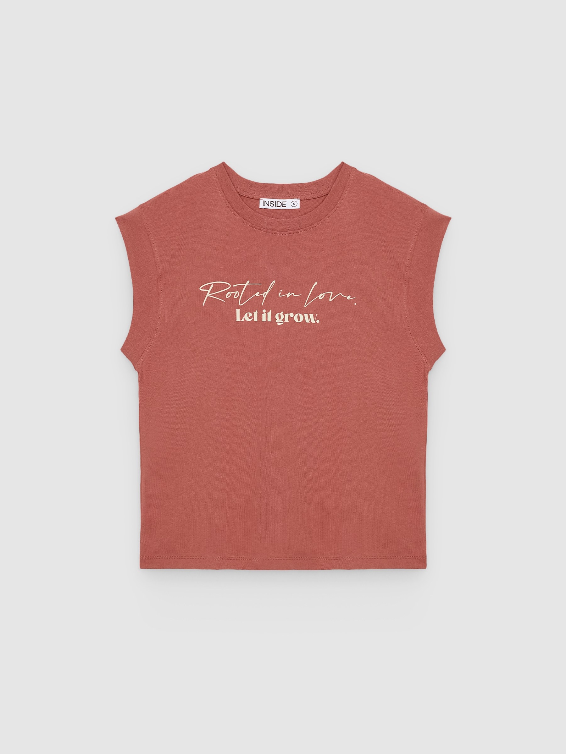 Camiseta oversized estampada de algodão marrom claro vista meia frontal