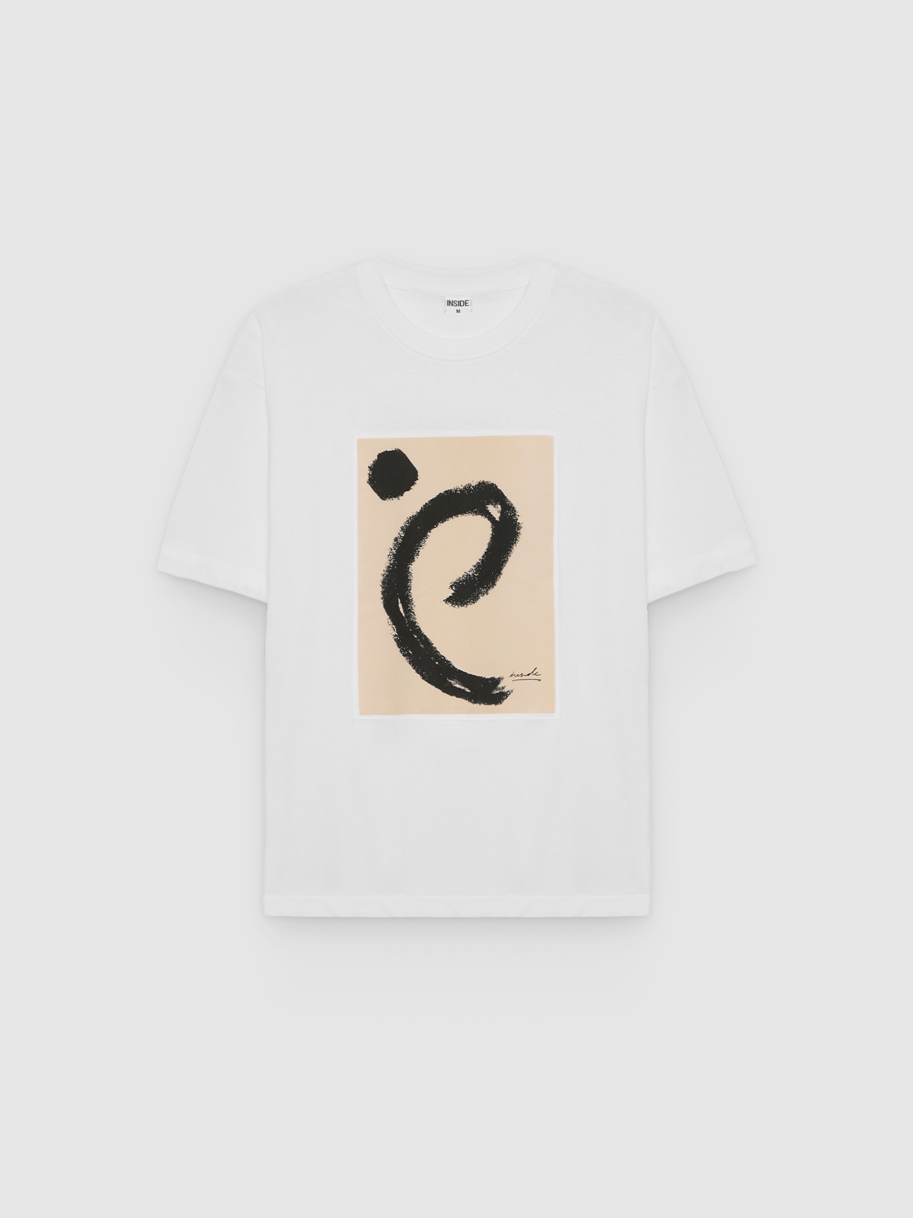 Camiseta estampado abstrato branco vista meia frontal
