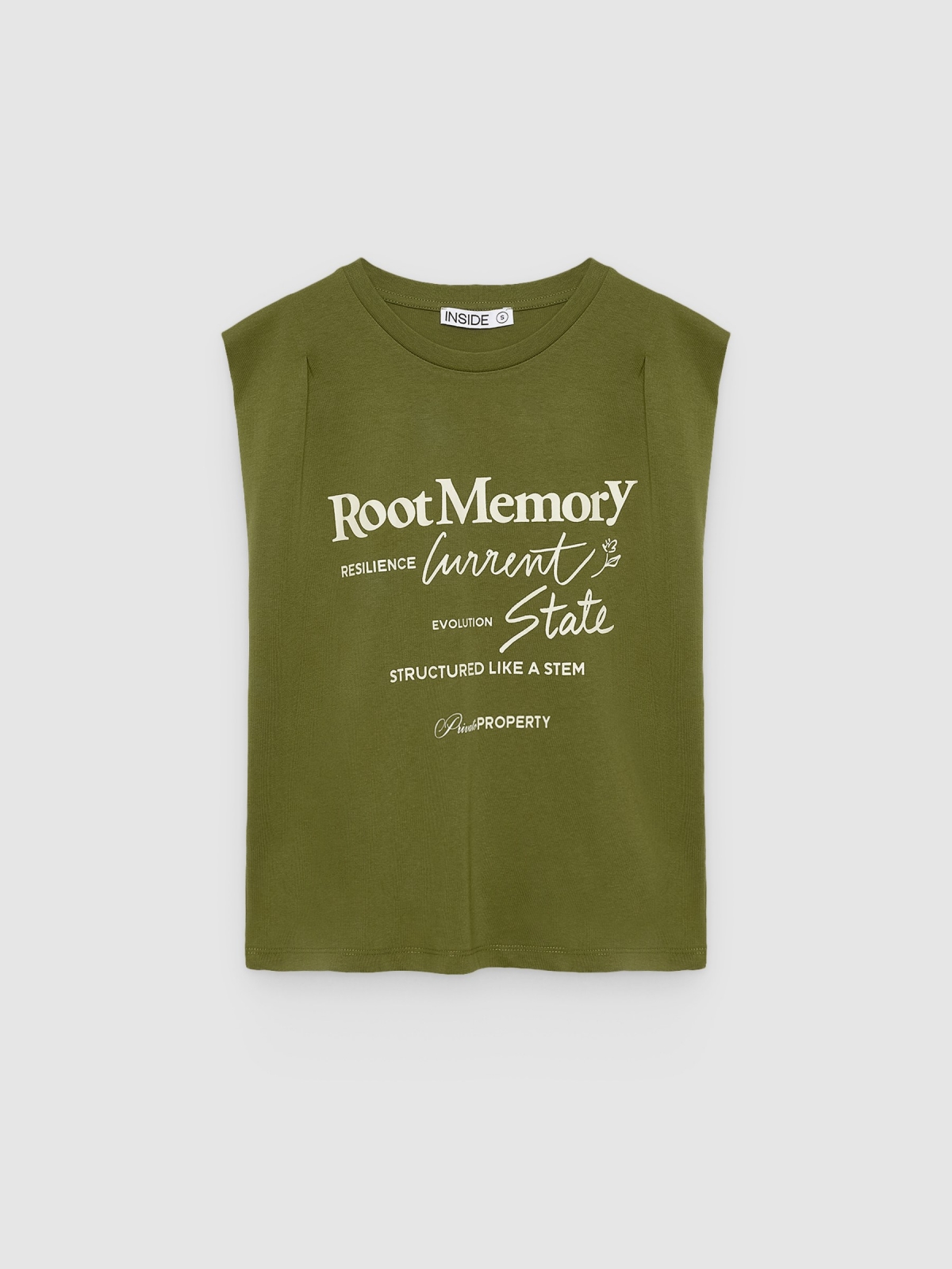 %Pto% Camiseta sin mangas estampado texto verde vista frontal