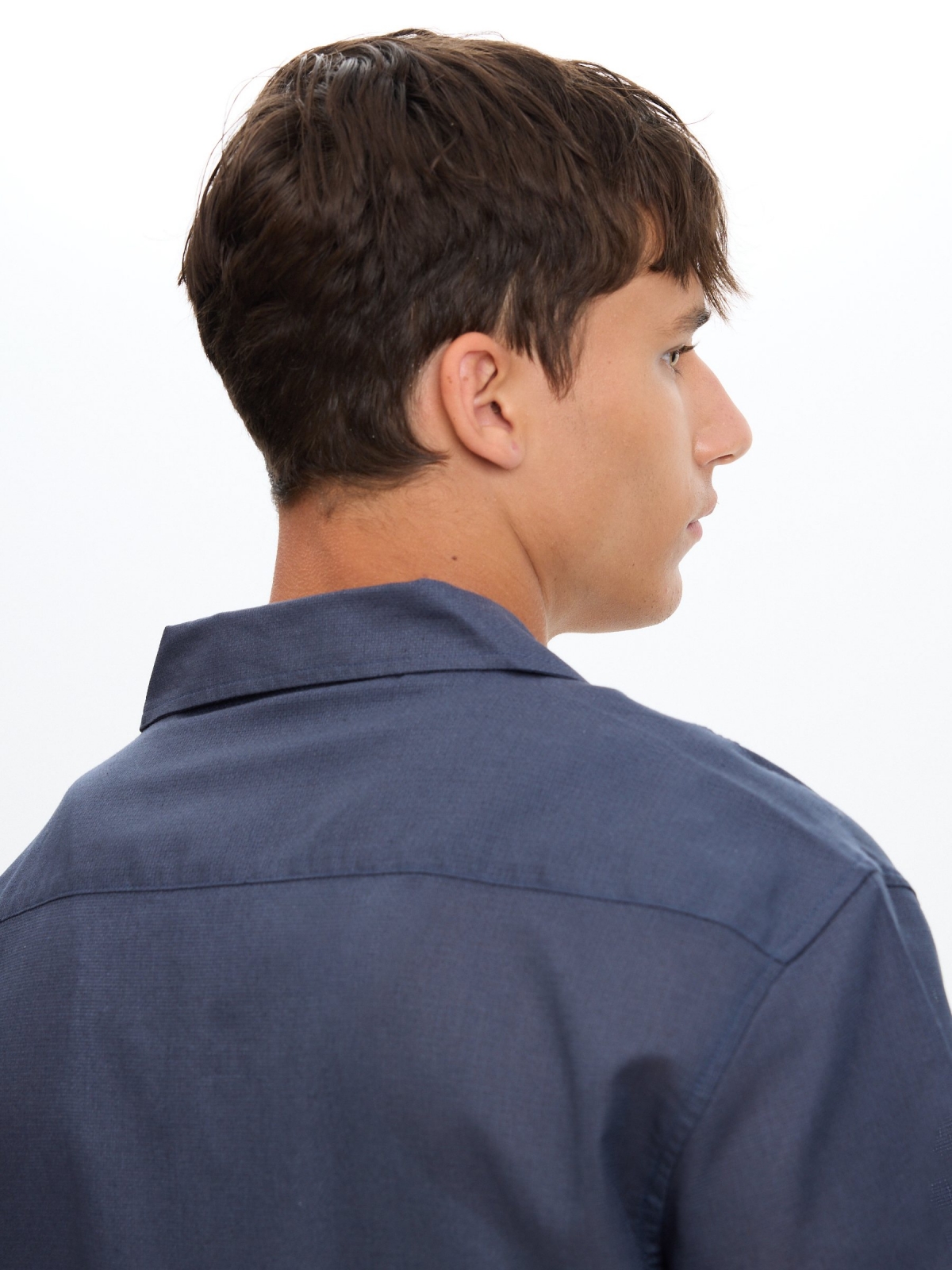 Oversized cotton shirt navy detail view