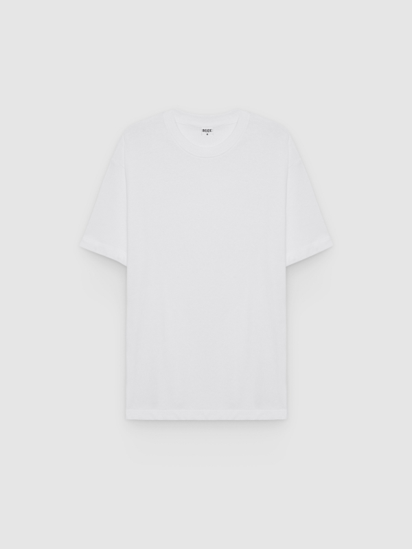  Camiseta básica de gola redonda branco vista frontal