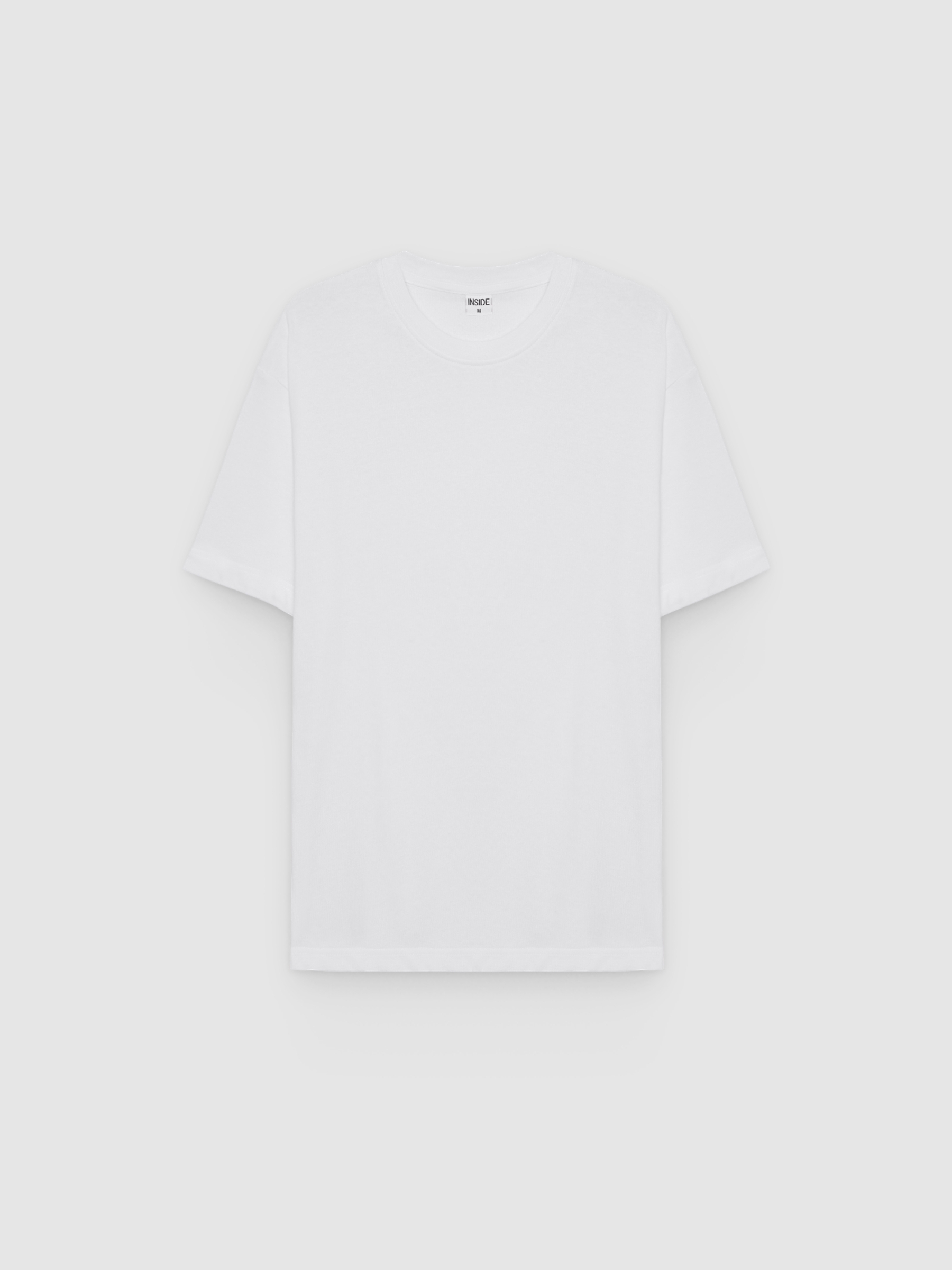  Camiseta básica de gola redonda branco vista frontal