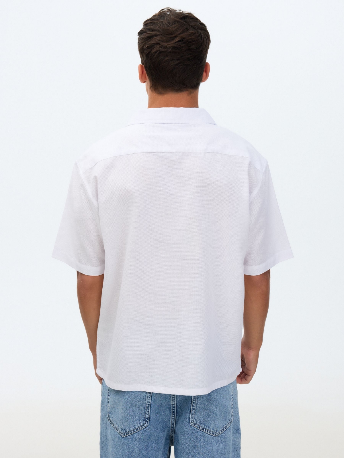 Oversized cotton shirt white middle back view