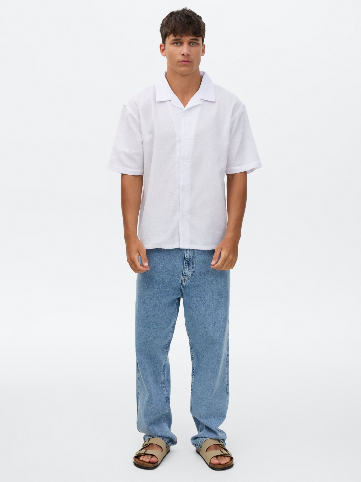 Camisa oversize de algodón blanco vista general frontal