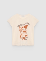 %Pto% Camiseta estampada marinho crua vista frontal
