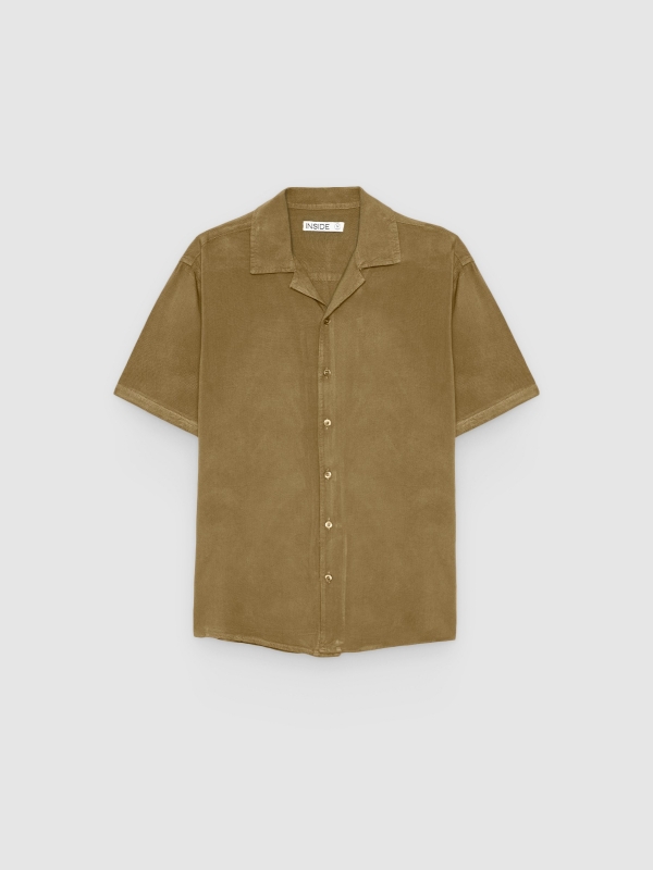  Camisa de linho resort bege vista frontal
