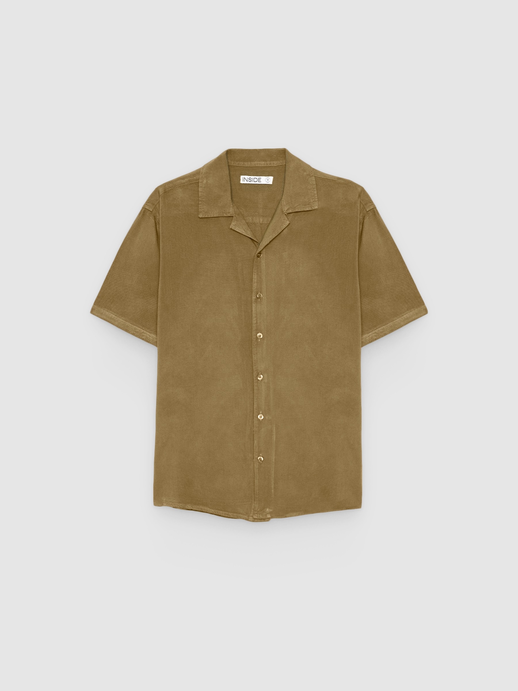 Linen resort shirt beige middle front view