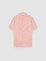 %Pto% Slim linen shirt pink front view
