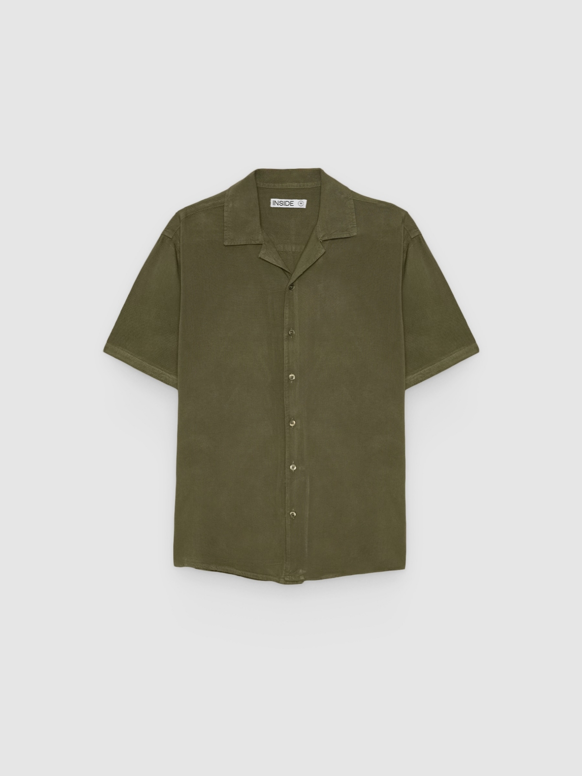 %Pto% Linen resort shirt khaki front view