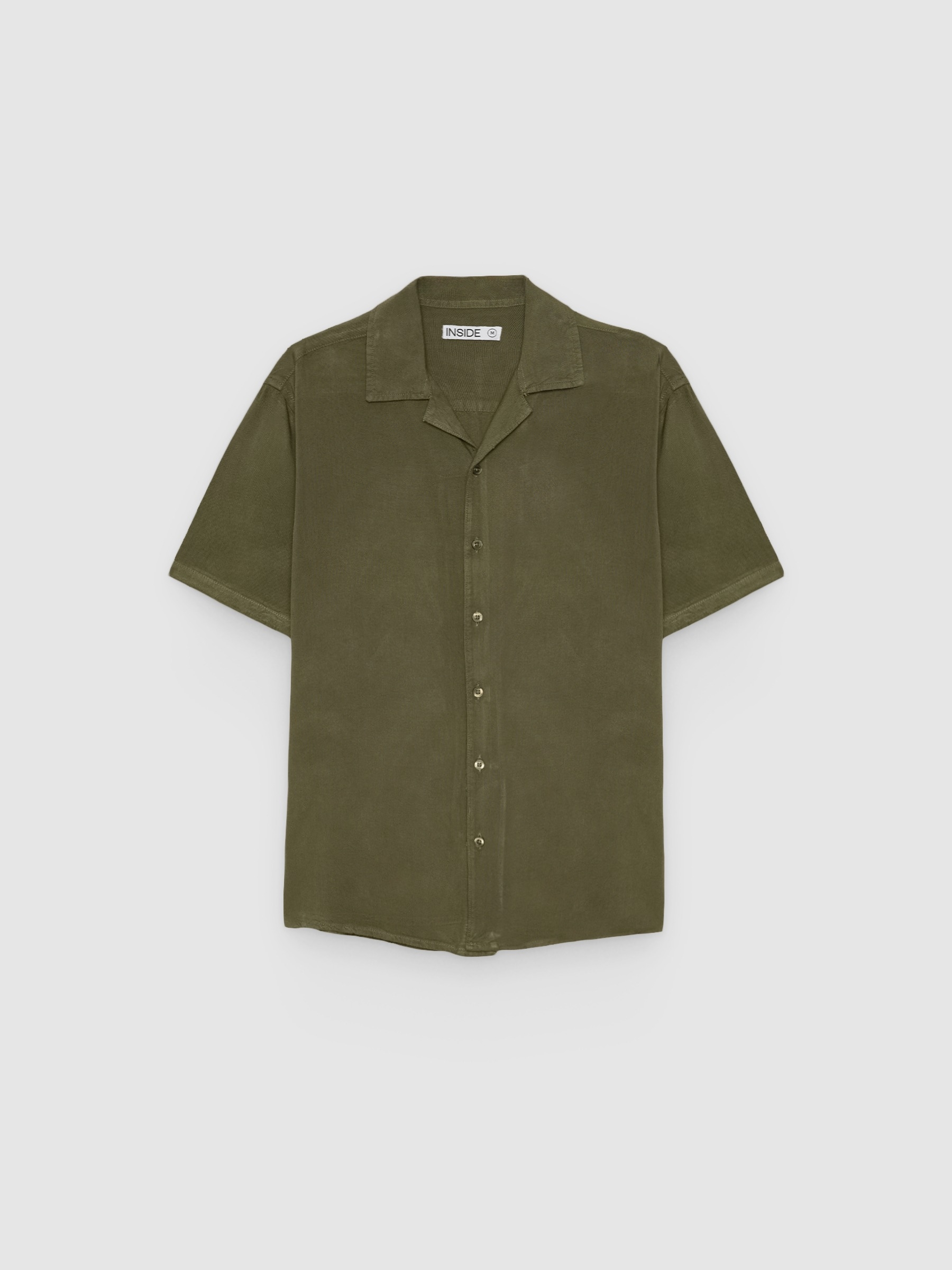 Linen resort shirt khaki middle front view