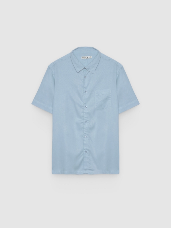  Camisa lino manga corta azul celeste vista frontal