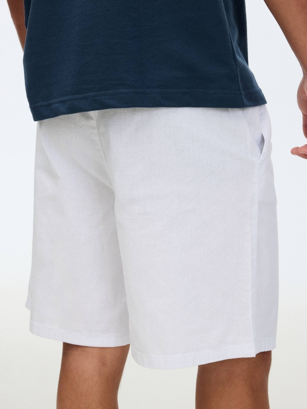 Bermuda cargo jogger lino blanco vista general frontal