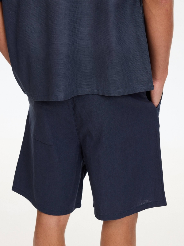 Bermuda cargo jogger lino azul marino vista general frontal