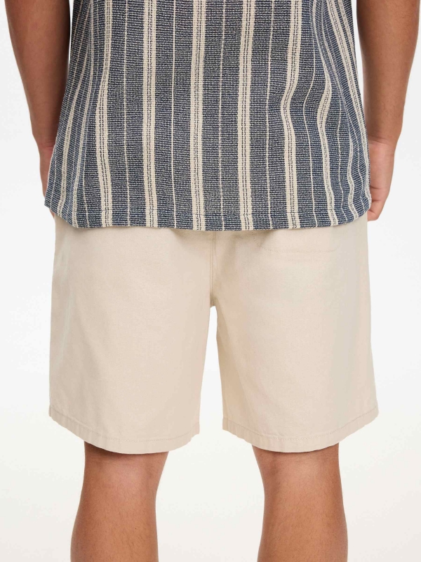 Linen chino bermuda shorts raw front view