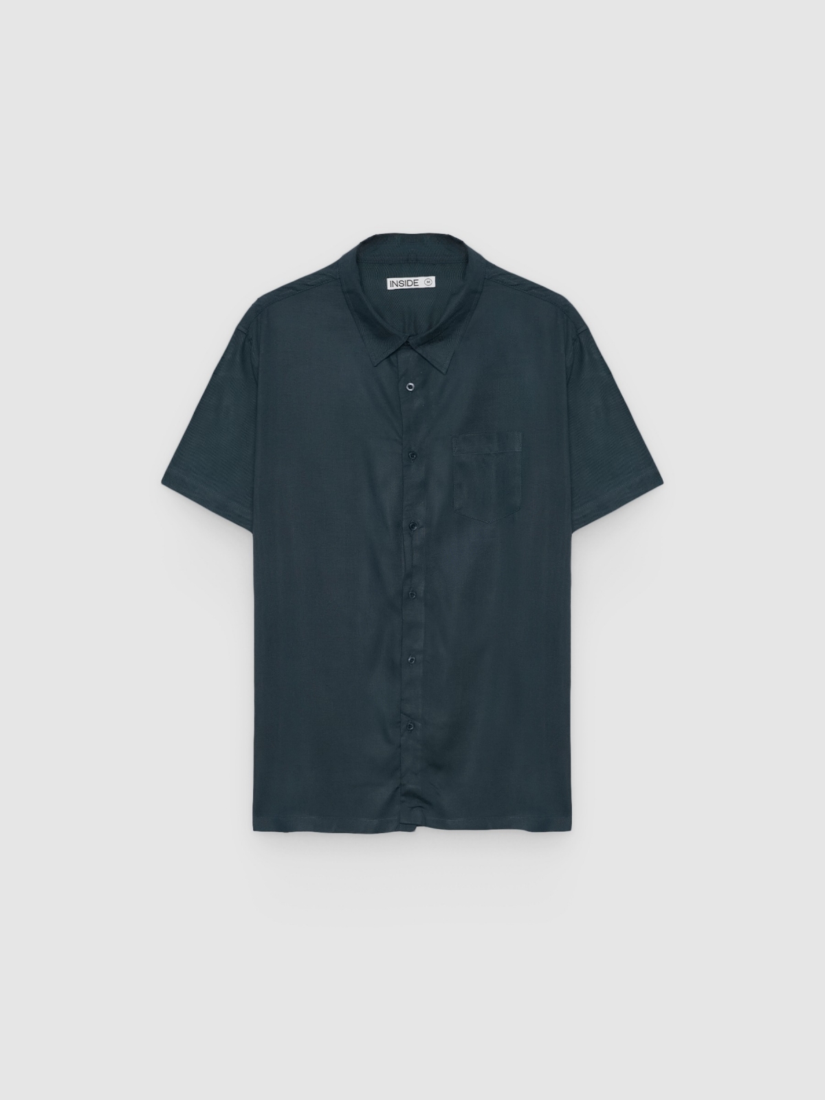 %Pto% Short-sleeve linen shirt navy front view