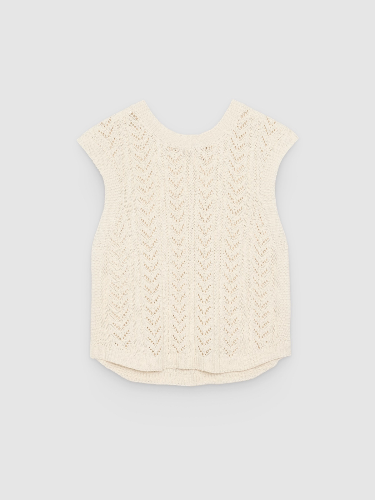 %Pto% Top calado sin mangas beige vista frontal