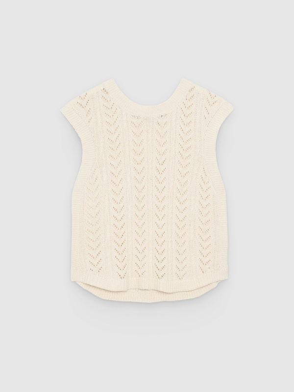 %Pto% Top calado sin mangas beige vista frontal