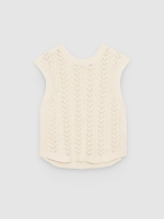 %Pto% Sleeveless openwork top beige front view