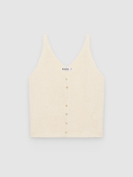 %Pto% Top with straps buttons V-neck off white front view