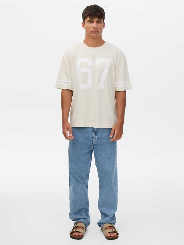 Camiseta estampado 67 crudo vista general frontal