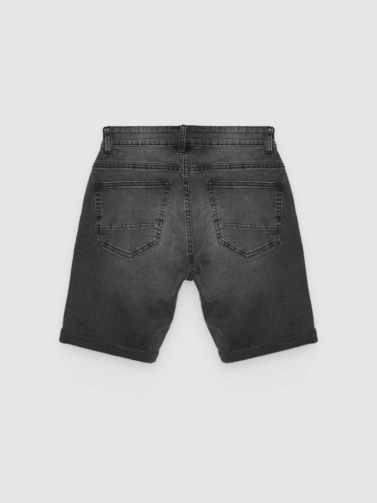 Bermuda jeans cinza lavado cinza escuro vista traseira