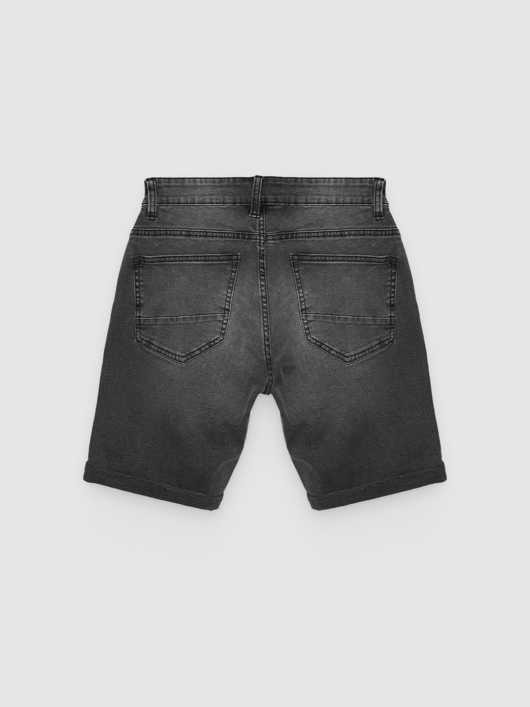 Washed gray denim Bermuda shorts dark grey middle front view