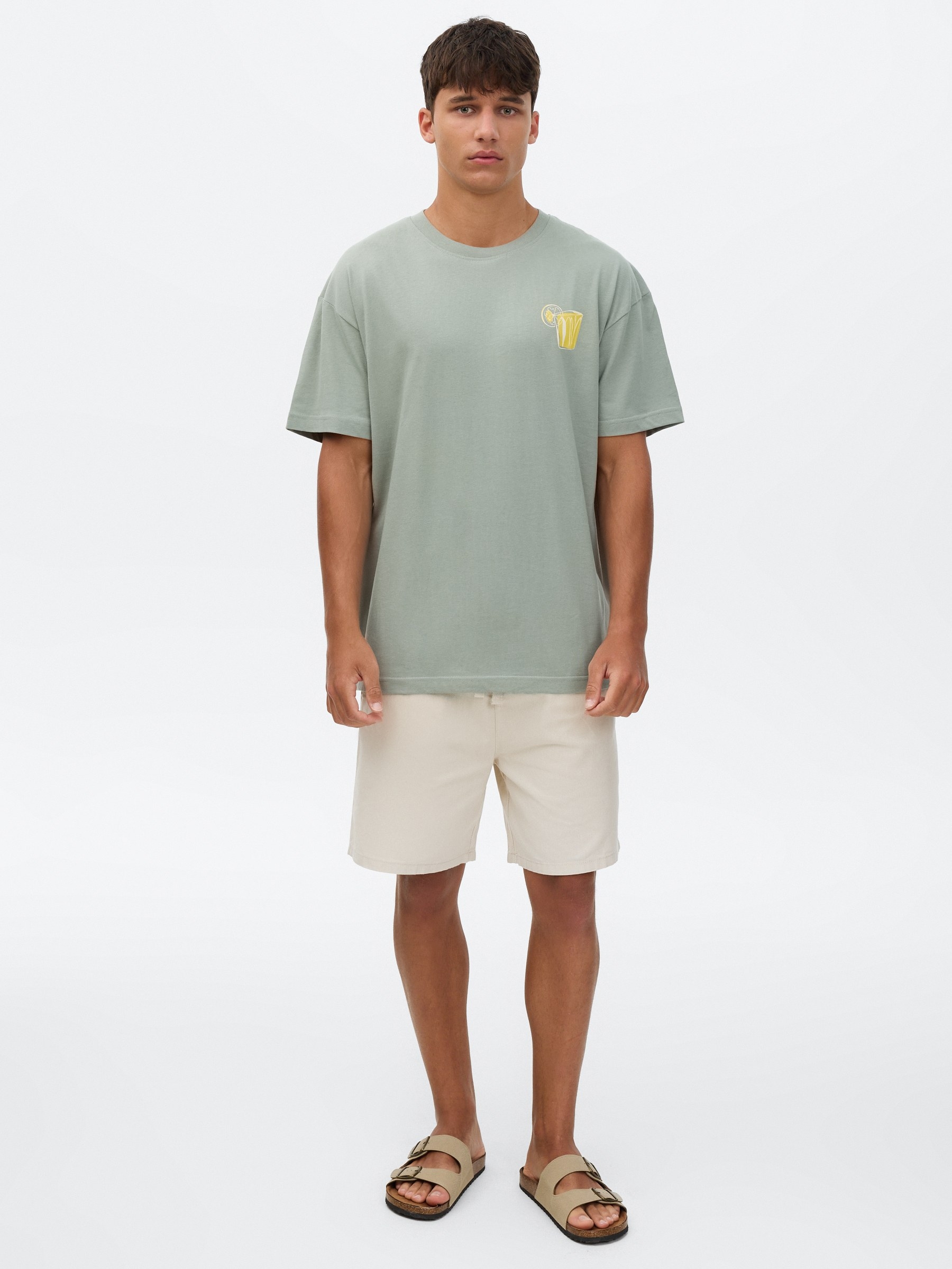 Camiseta mini print verde vista media frontal