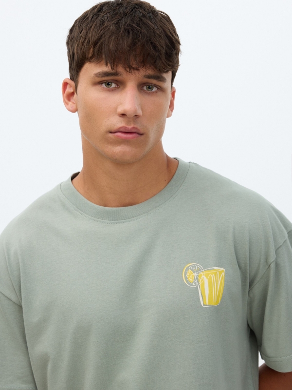 Mini print T-shirt green detail view