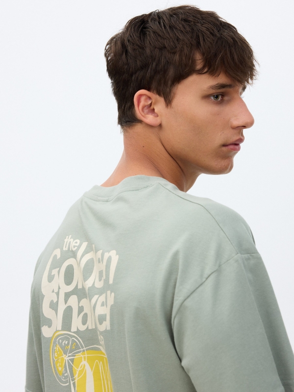 Camiseta mini print verde vista detalle