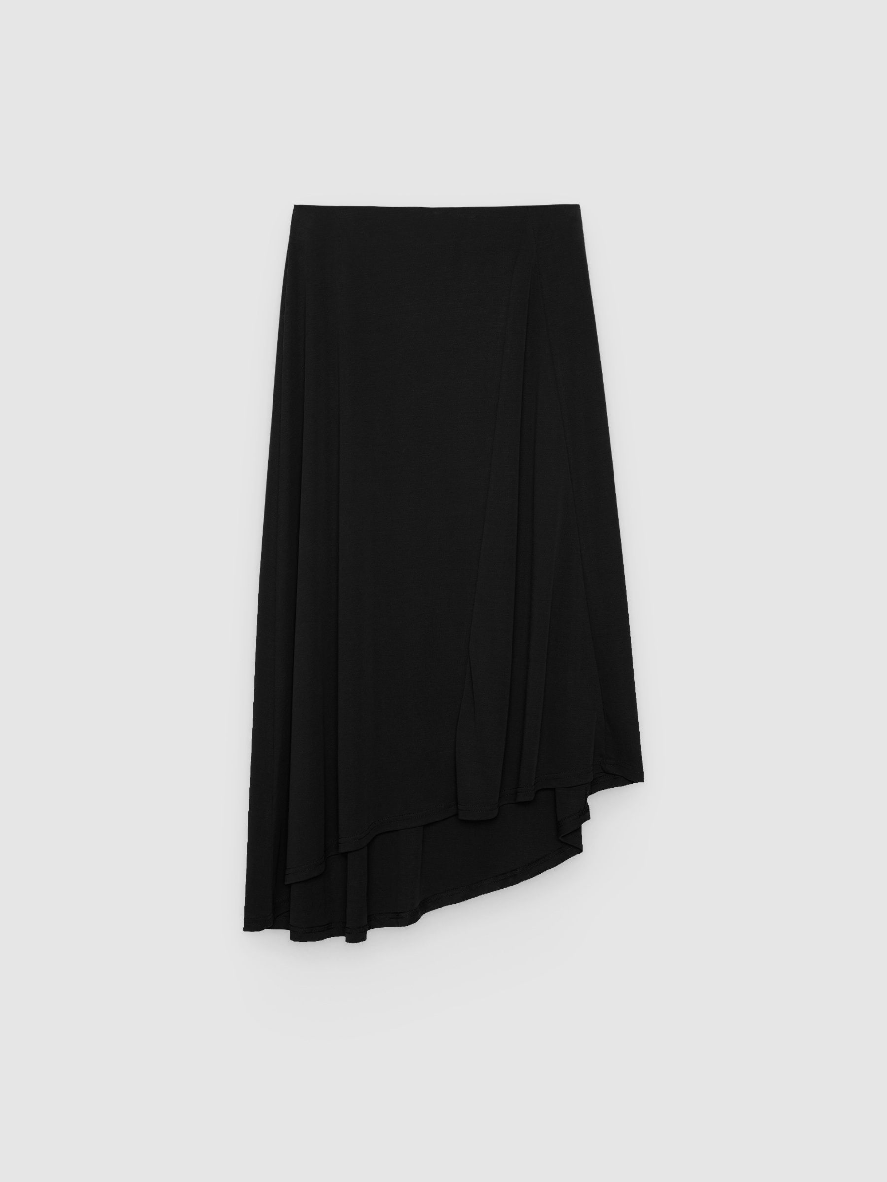 Falda midi asimétrica de punto negro vista media frontal