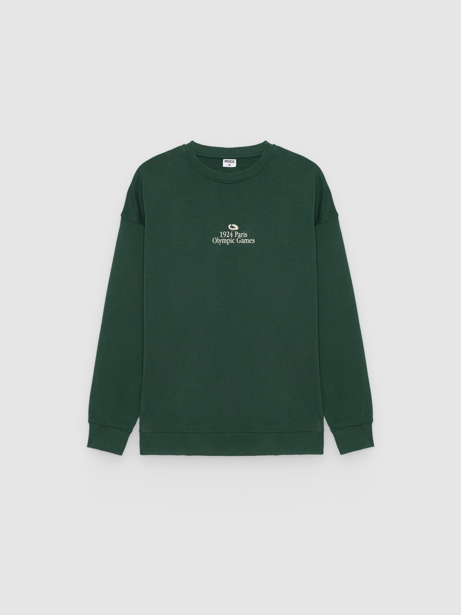 Sudadera felpa texto oversized verde oscuro vista media frontal