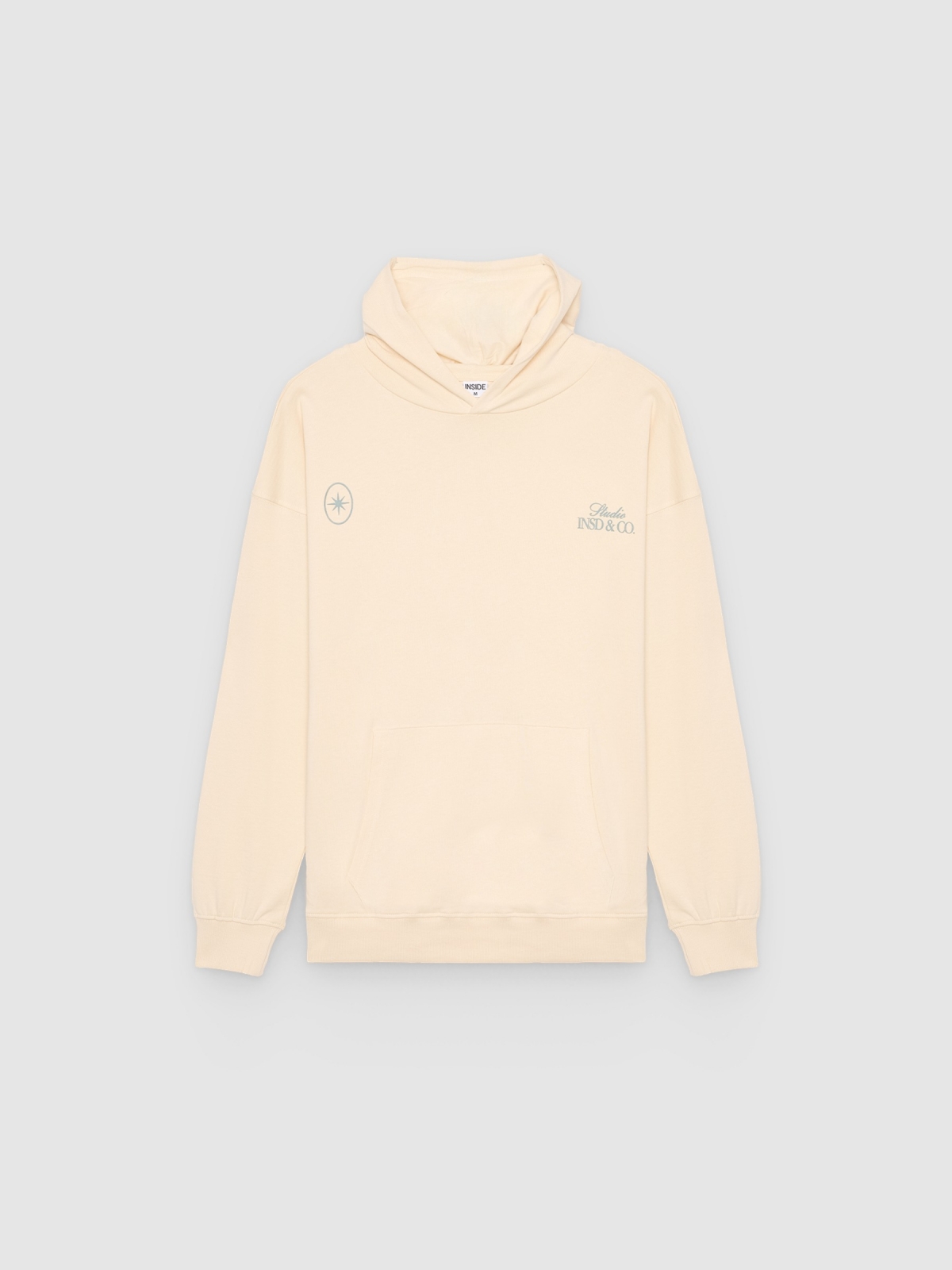 %Pto% Sudadera felpa con capucha blanco roto vista frontal