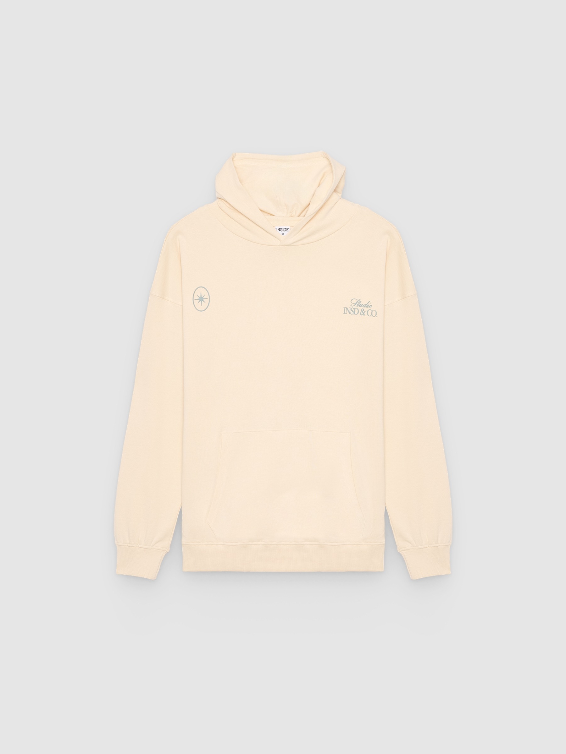 Fleece hoodie off white middle front view