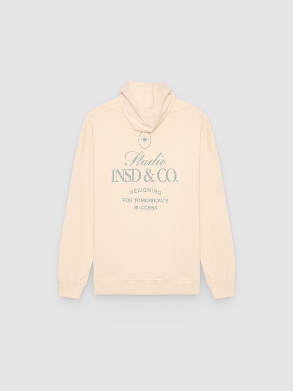 Fleece hoodie off white back view