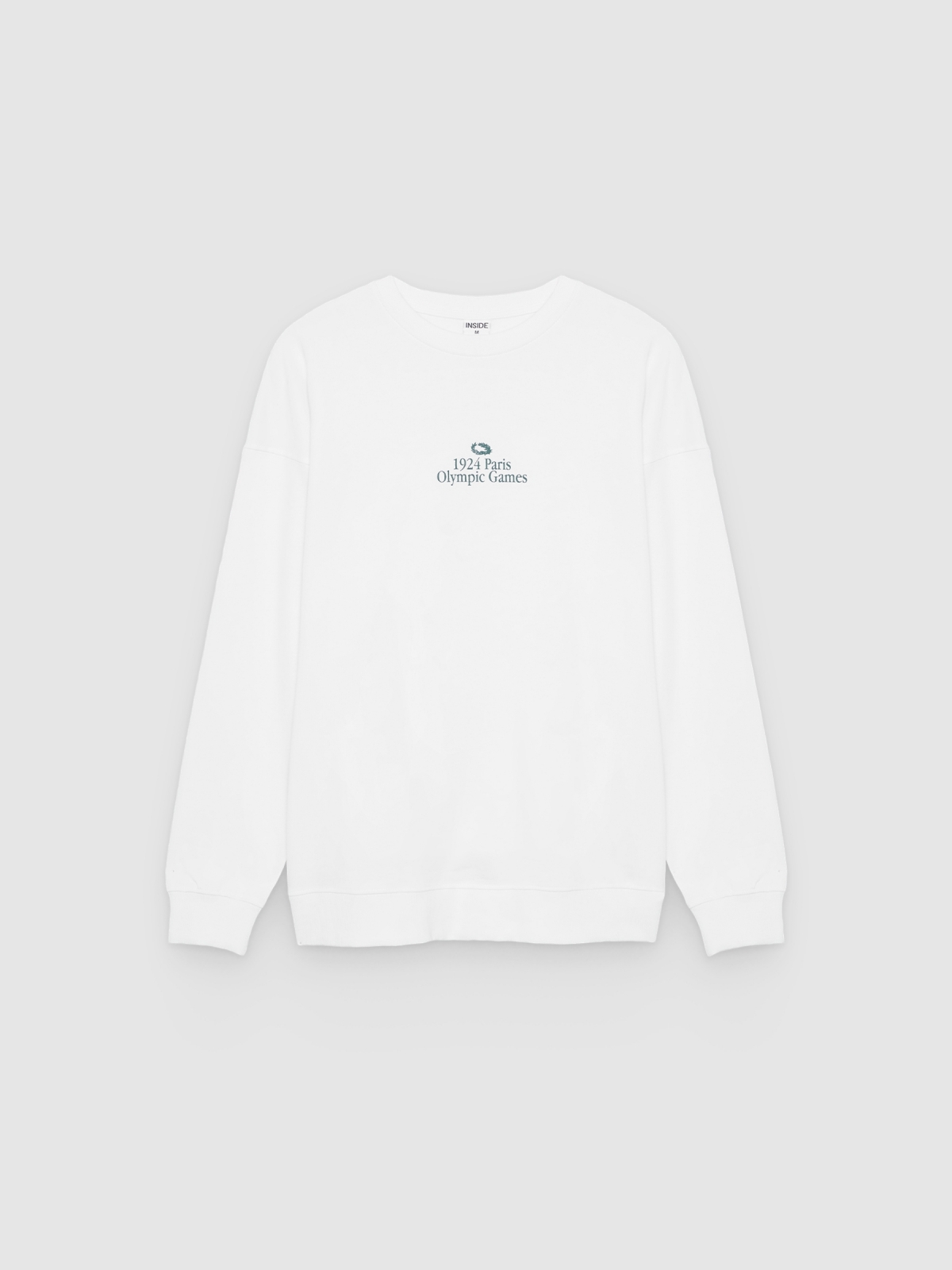 %Pto% Moletom felpudo texto oversized branco vista frontal