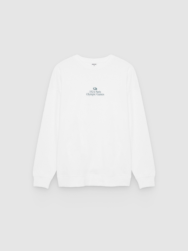  Oversized fleece sweatshirt text white front view