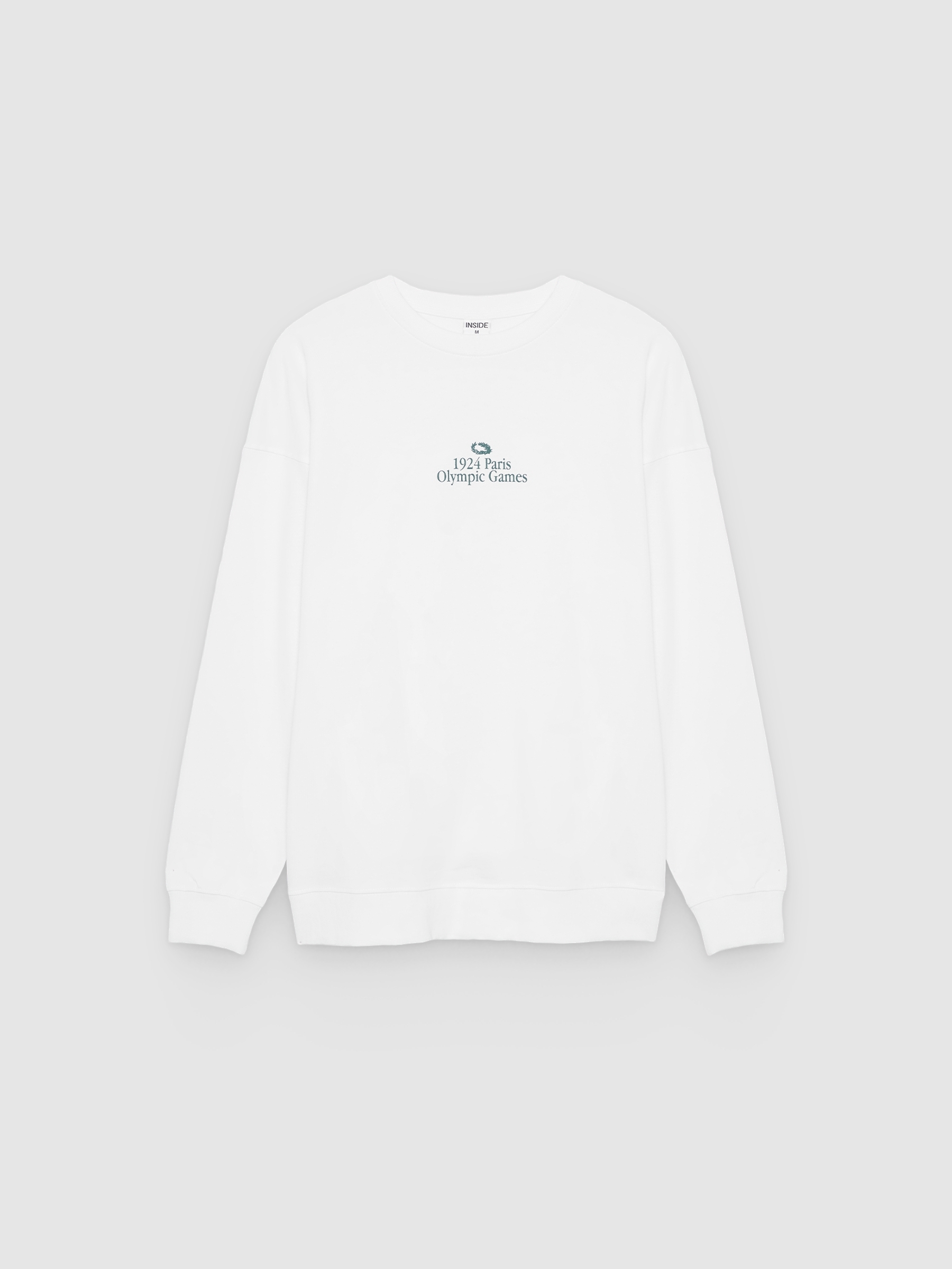 Sudadera felpa texto oversized blanco vista media frontal