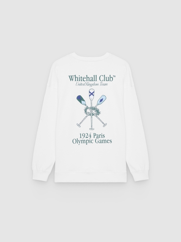 Moletom felpudo texto oversized branco vista traseira