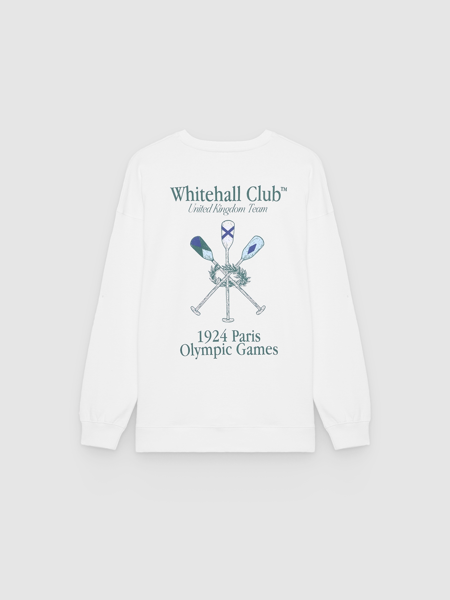 Oversized fleece sweatshirt text white middle front view
