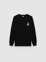 %Pto% Printed fleece sweatshirt black front view