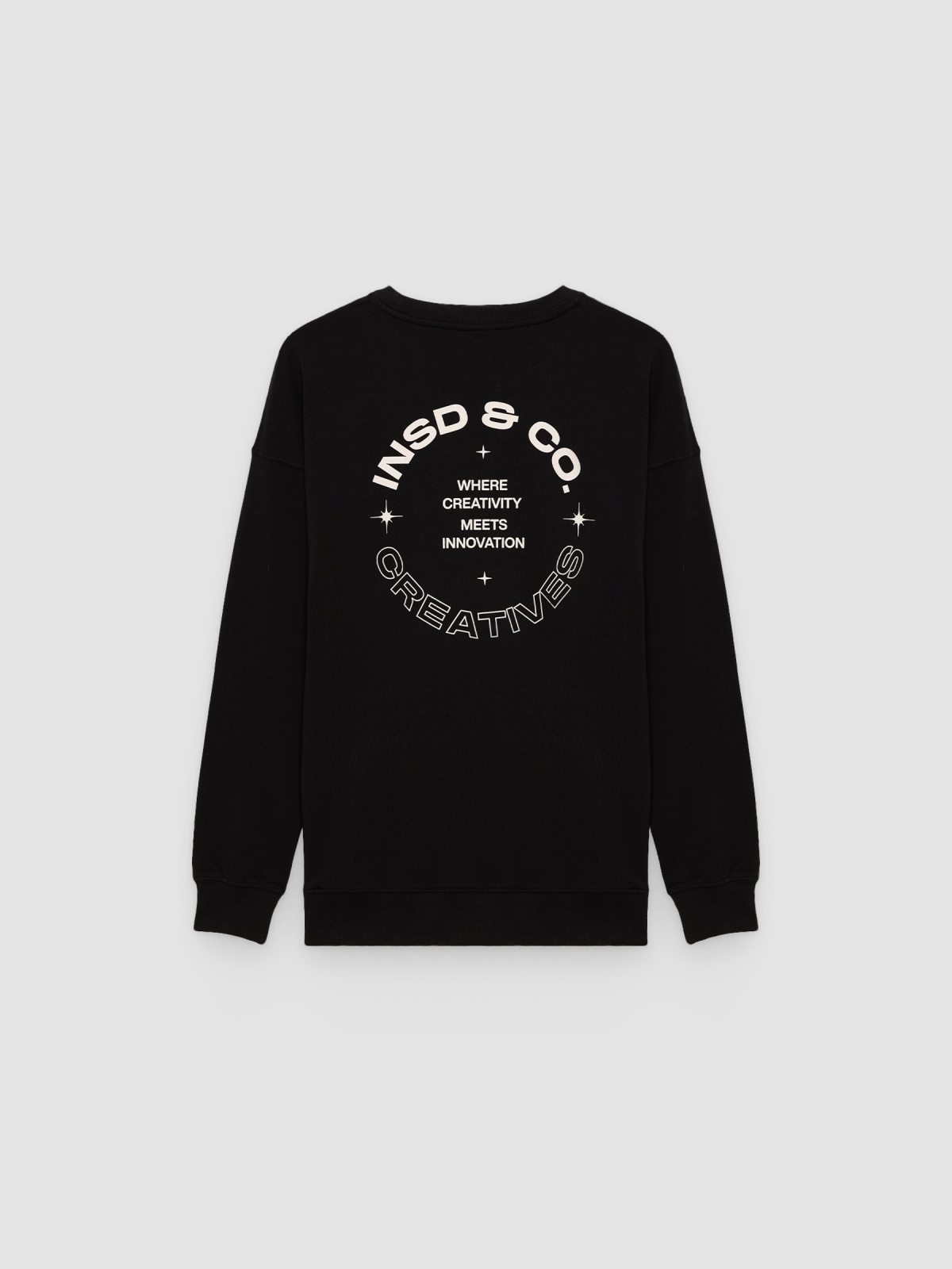 Printed fleece sweatshirt black back view
