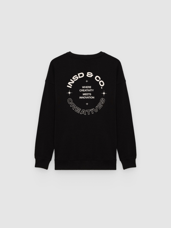 Printed fleece sweatshirt black back view