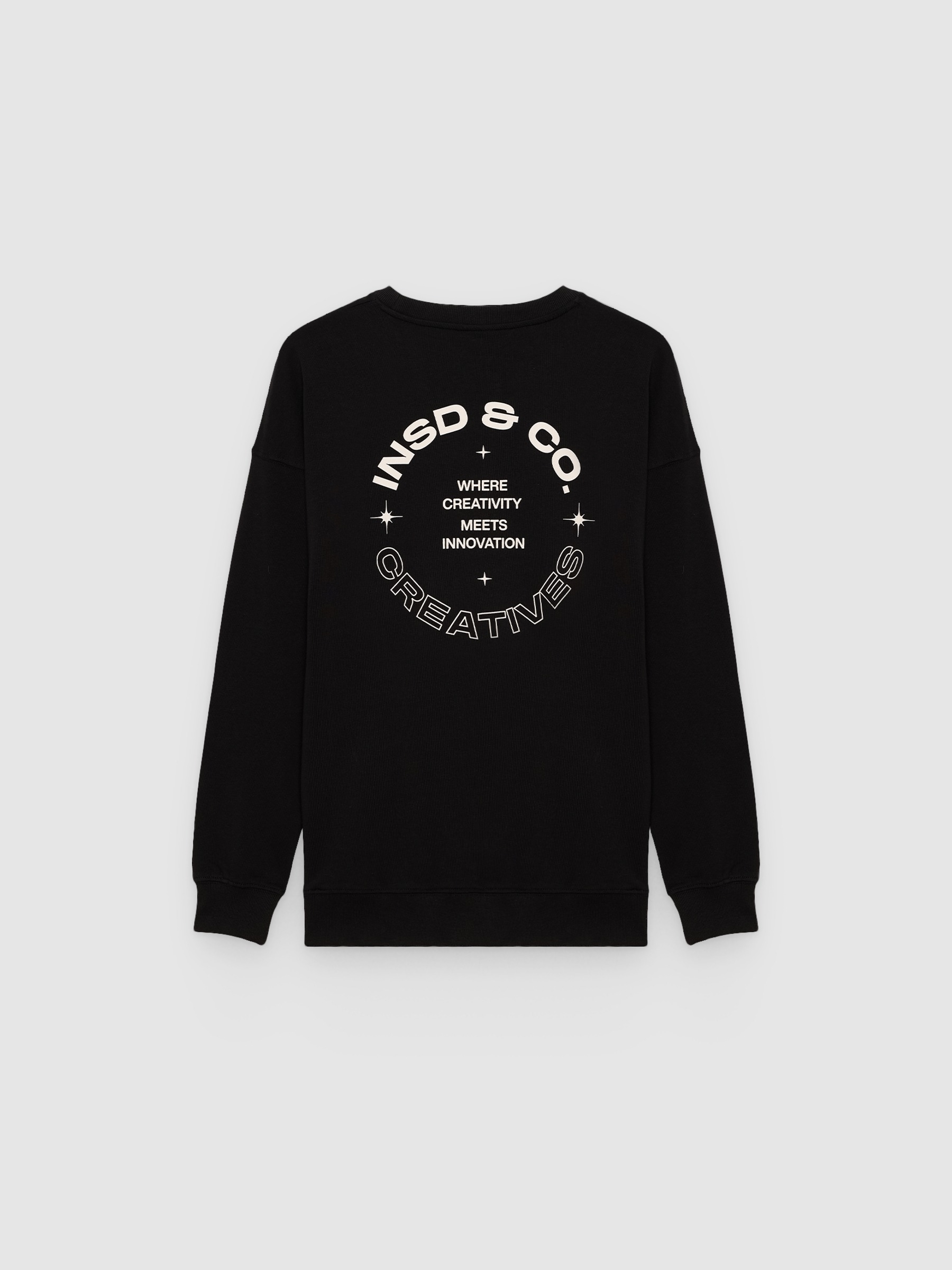 Printed fleece sweatshirt black middle front view