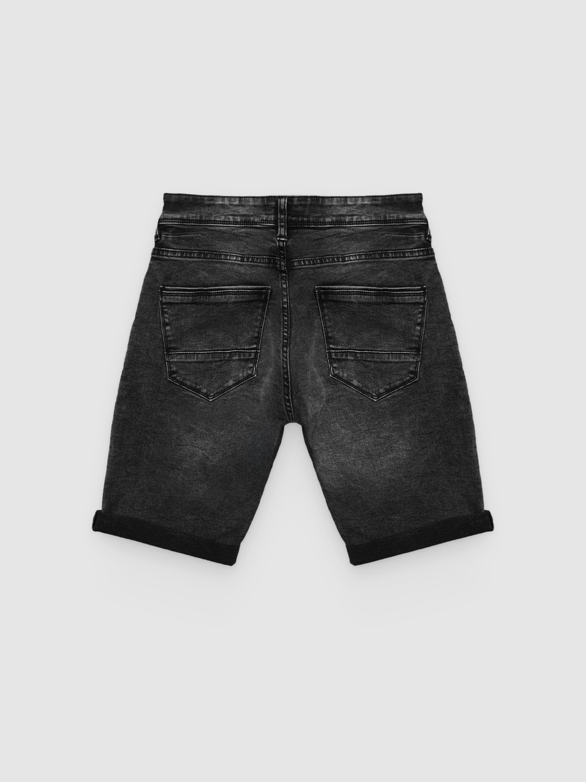 Bermuda vaquera skinny con rotos negro vista trasera