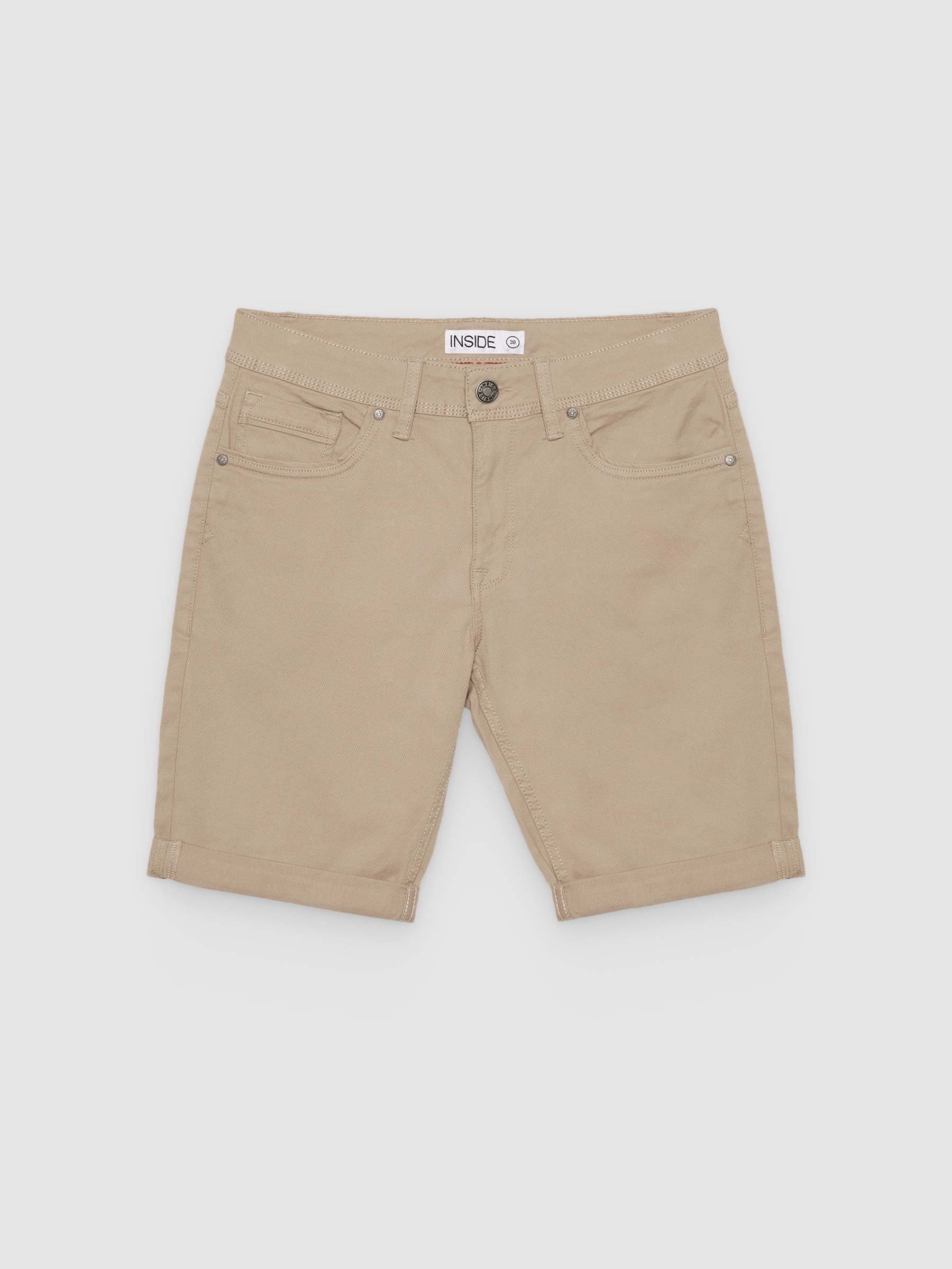 Bermuda slim gabardine beige middle front view
