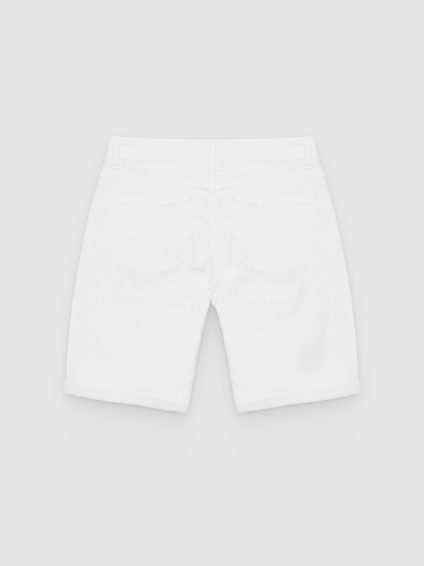 Gabardina slim Bermuda branco vista traseira
