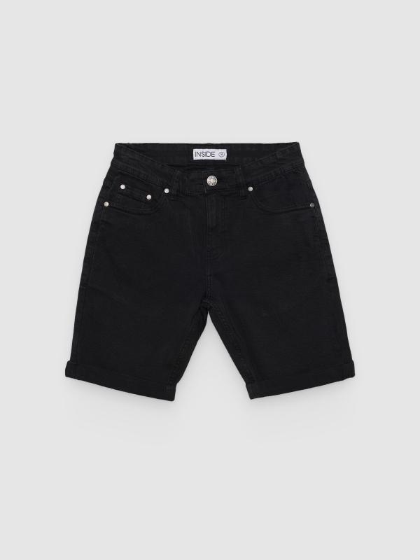  Bermuda jeans slim fit preto vista frontal
