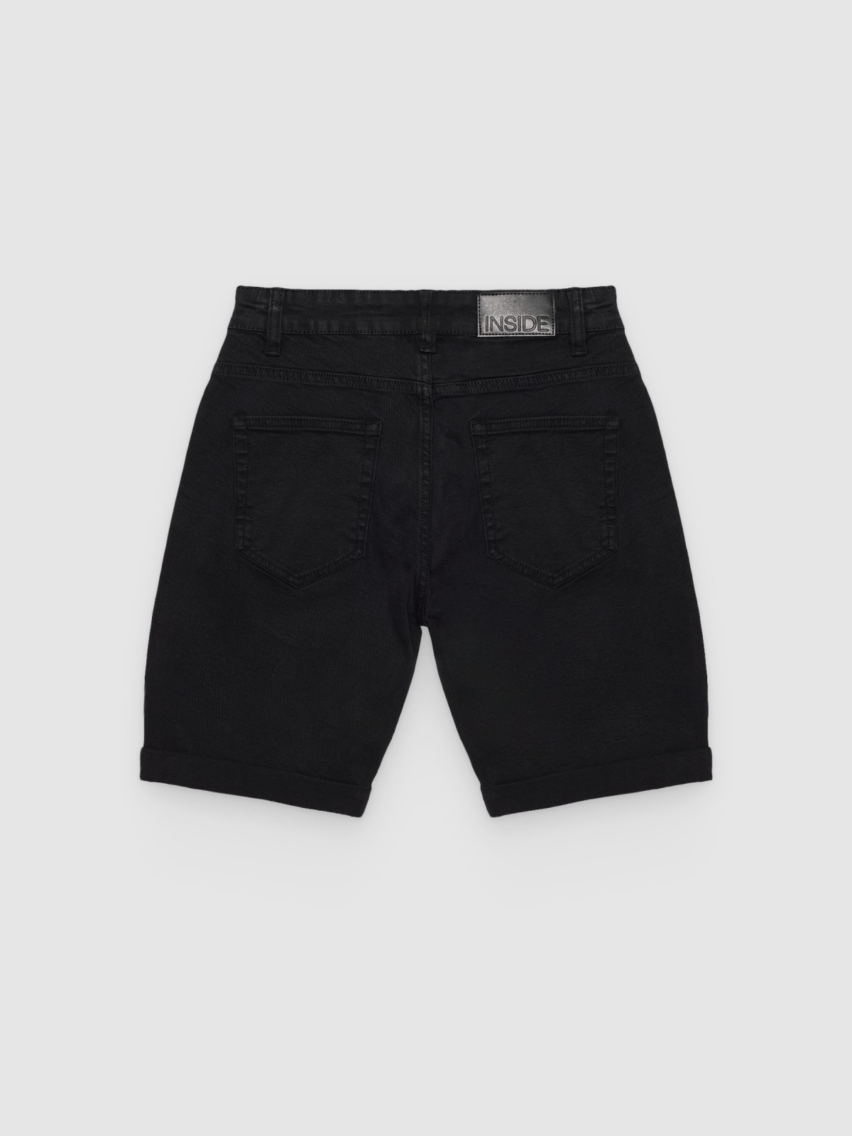 Slim fit denim bermuda black back view